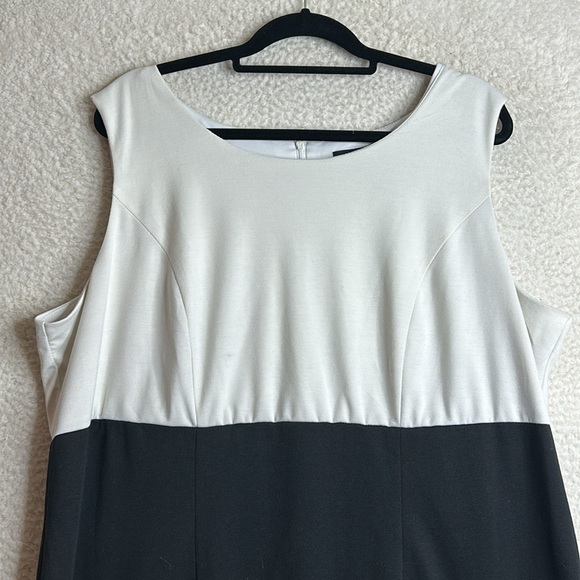 Perceptions Womens White Black Colorblock Sleeveless Sheath Dress PLUS 2X - Picture 2 of 9